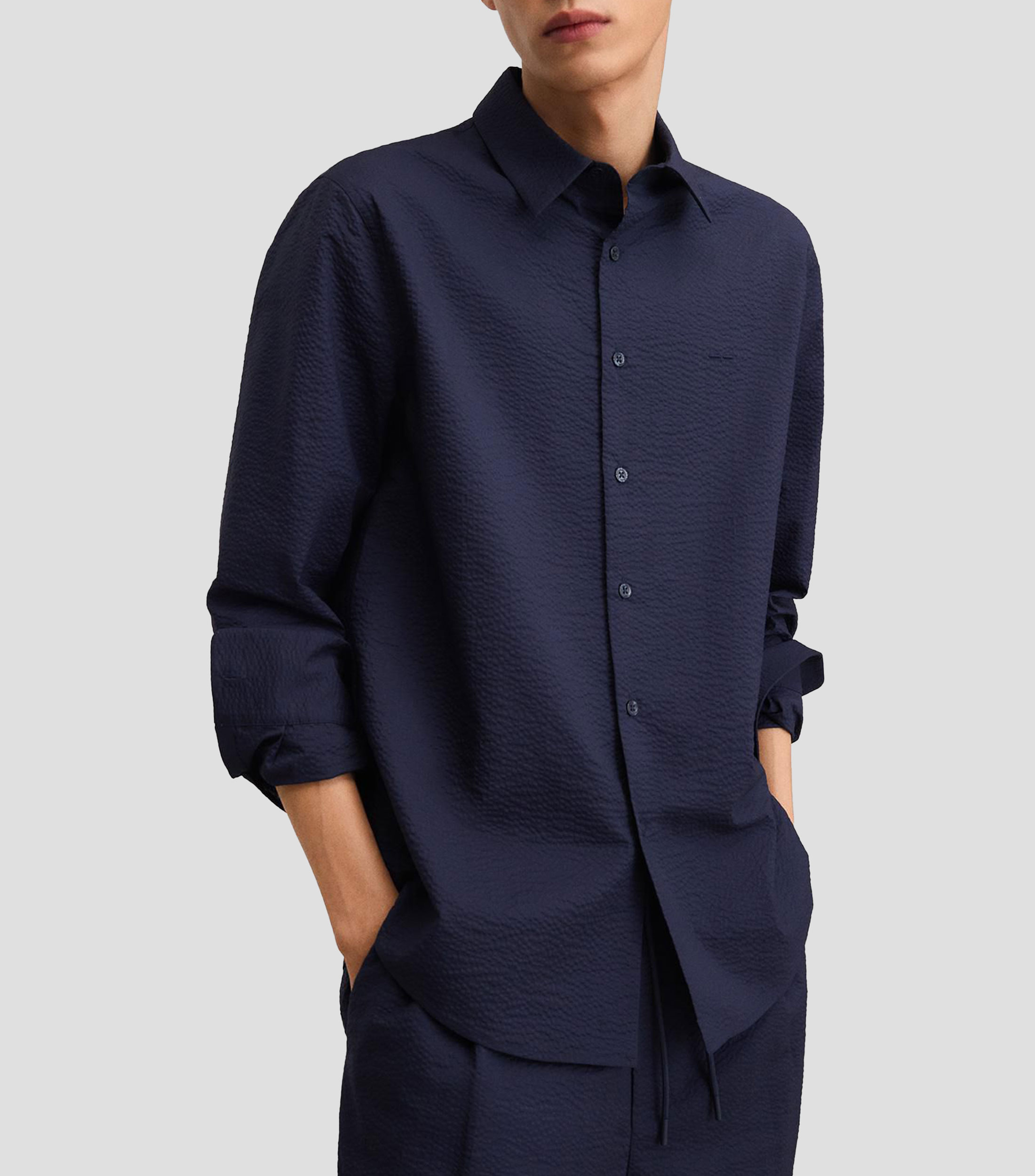Camisa lisa de manga larga Hombre